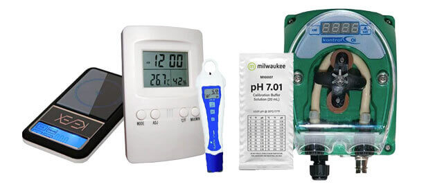 Medidores de pH, EC, CE, termostatos, b&aacute;sculas